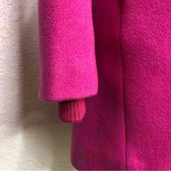 J Crew bright pink Italian Stadium Cloth by Nello Gori full zip wool coat size 0 - Picture 5 of 16